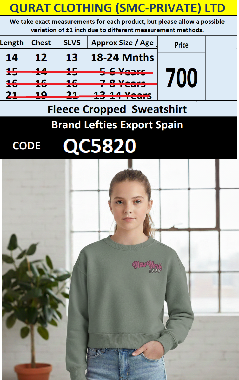 Lefties Brand Fleece Cropped Sweatshirt Export Europe - QC5820