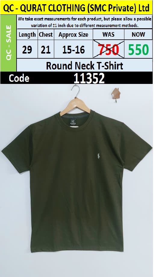 Olive Green Round Neck T-Shirt QC11352