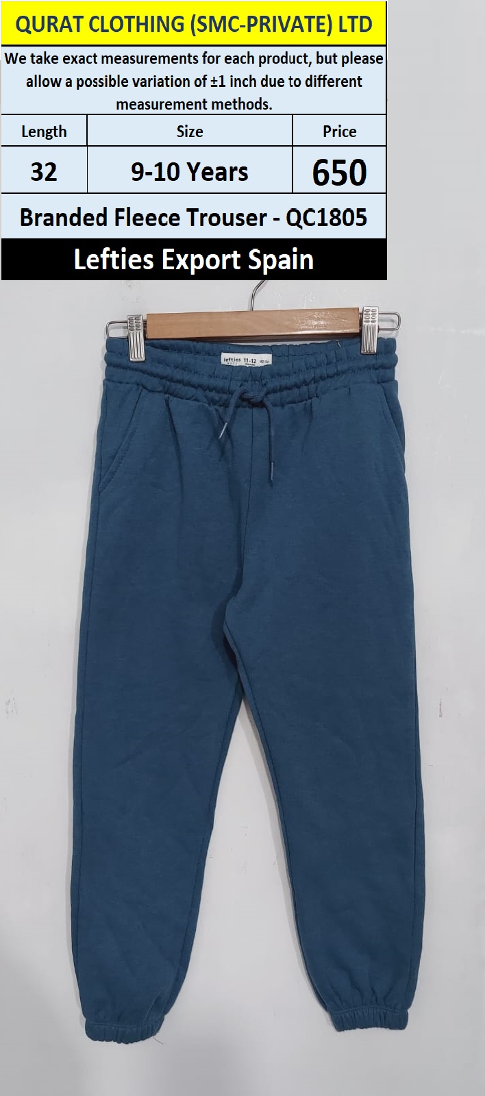 Lefties Brand Fleece Trouser QC1805 Export Spain