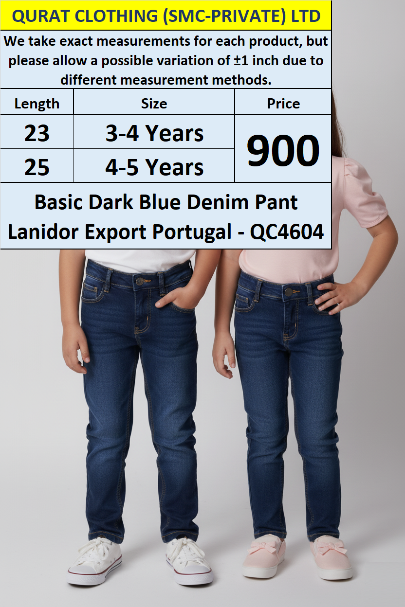 Basic Dark Blue Denim Pant Brand Lanidor Export Portugal - QC4604