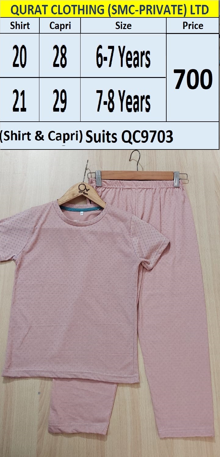 Shirt with Capri Pink Night Suits QC9703