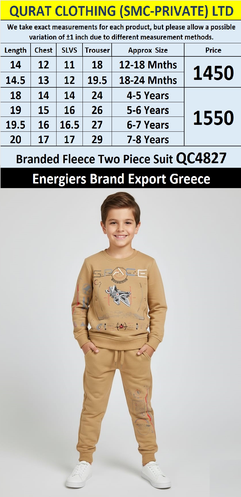 Energiers Brand Fleece Two Piece Suits QC4827 - Export Greece