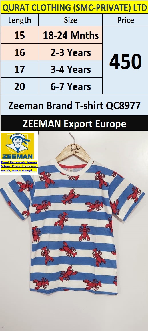 Zeeman Brand T-shirt QC8977 Export Europe