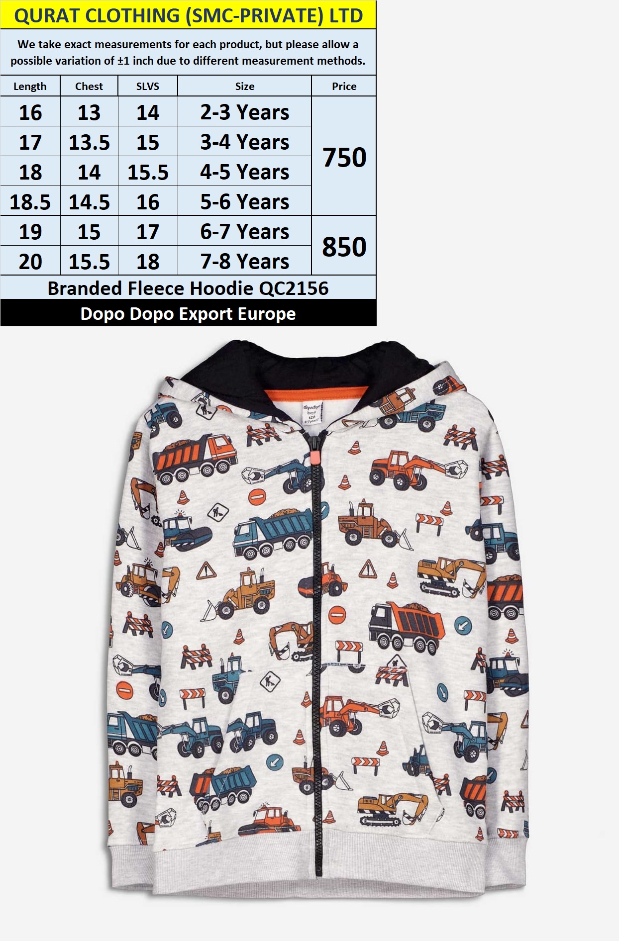 Brand Dopo Dopo Fleece Hoodie QC2156 Export Europe 