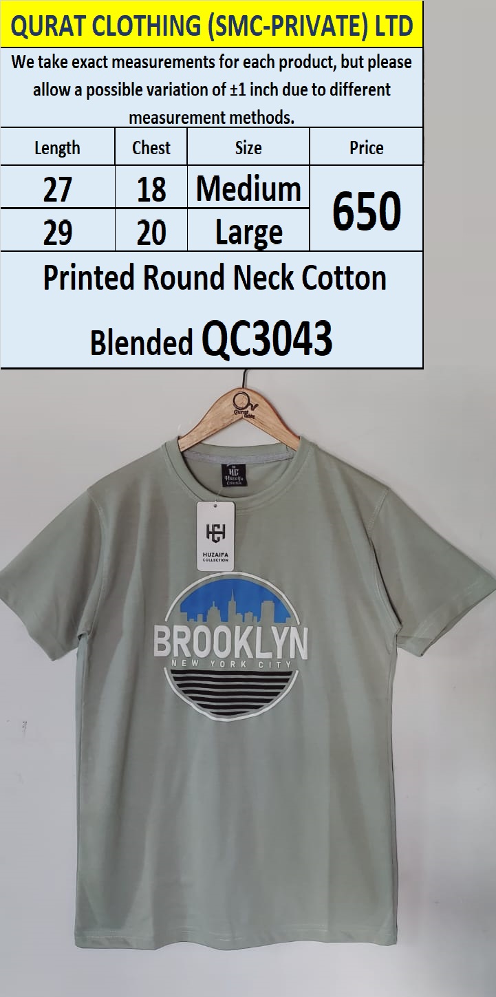 Brooklyn New York City Round Neck Cotton Blended T-shirt QC3043