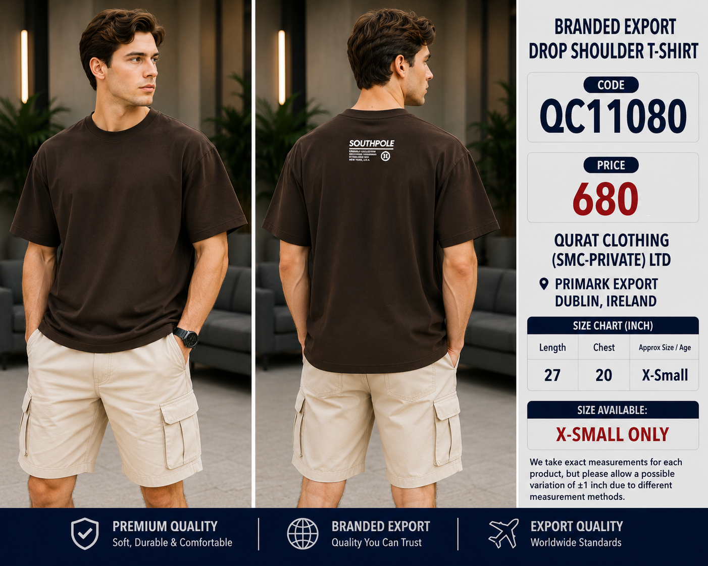 BRANDED EXPORT DROP SHOULDER T-SHIRT QC11080 – Primark Export Dublin, Ireland