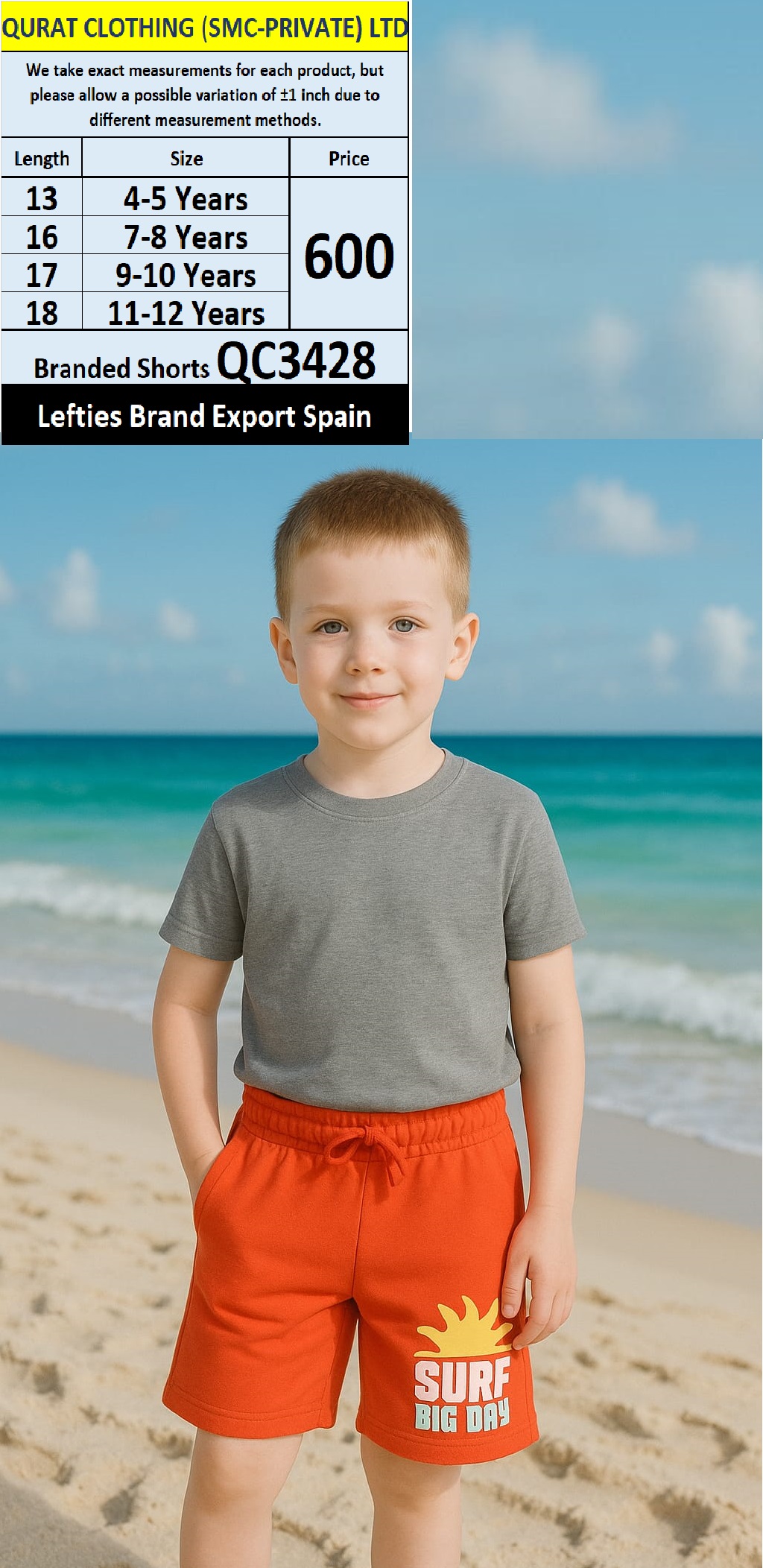 Lefties Brand Shorts QC3428 Export Spain