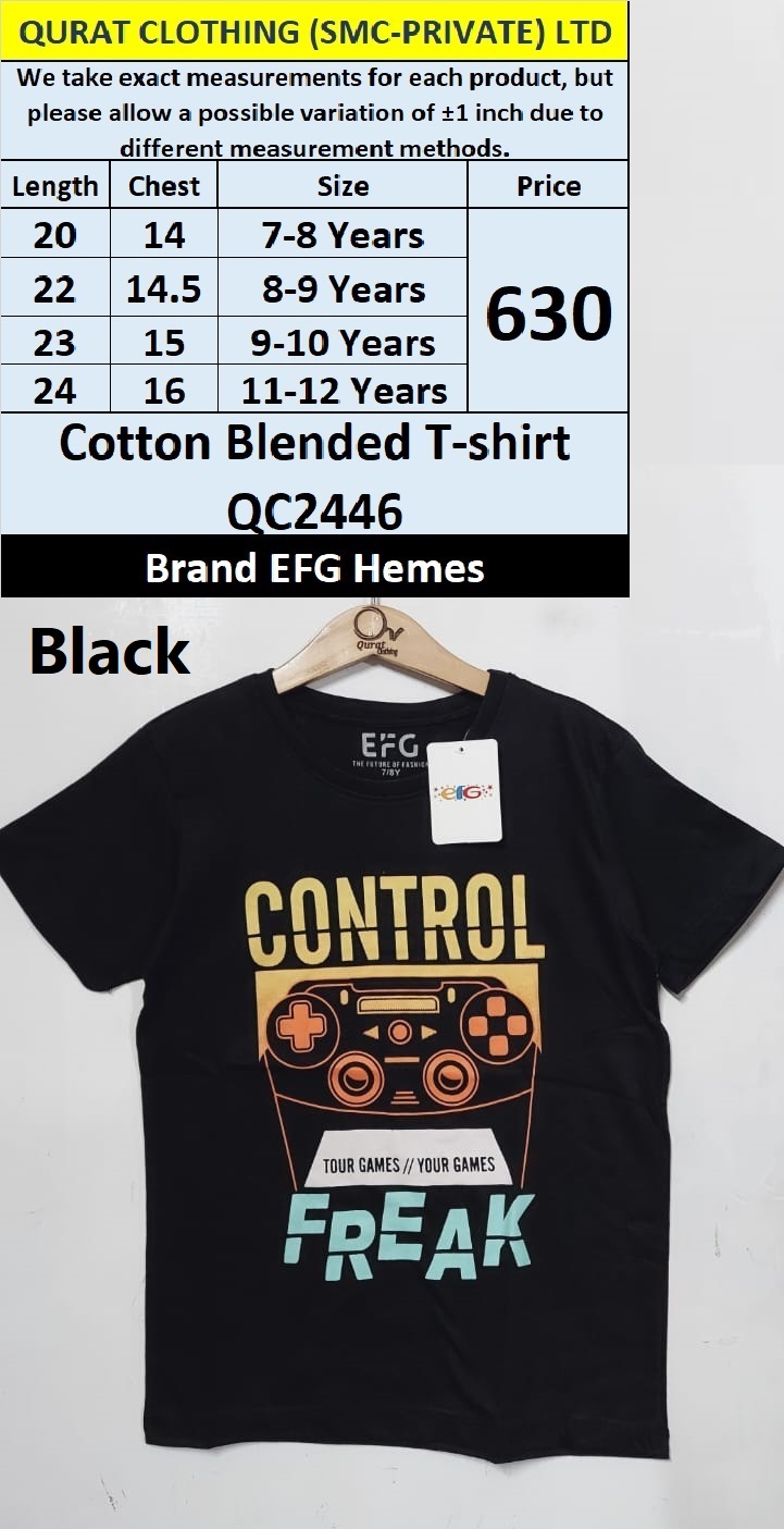 EFG Hemes Brand Black Cotton Blended T-shirt QC2446