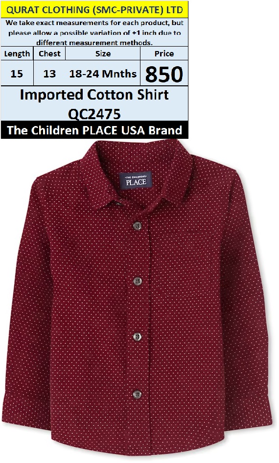 The Children Place Brand Imported Cotton Shirt QC2475 USA Brand