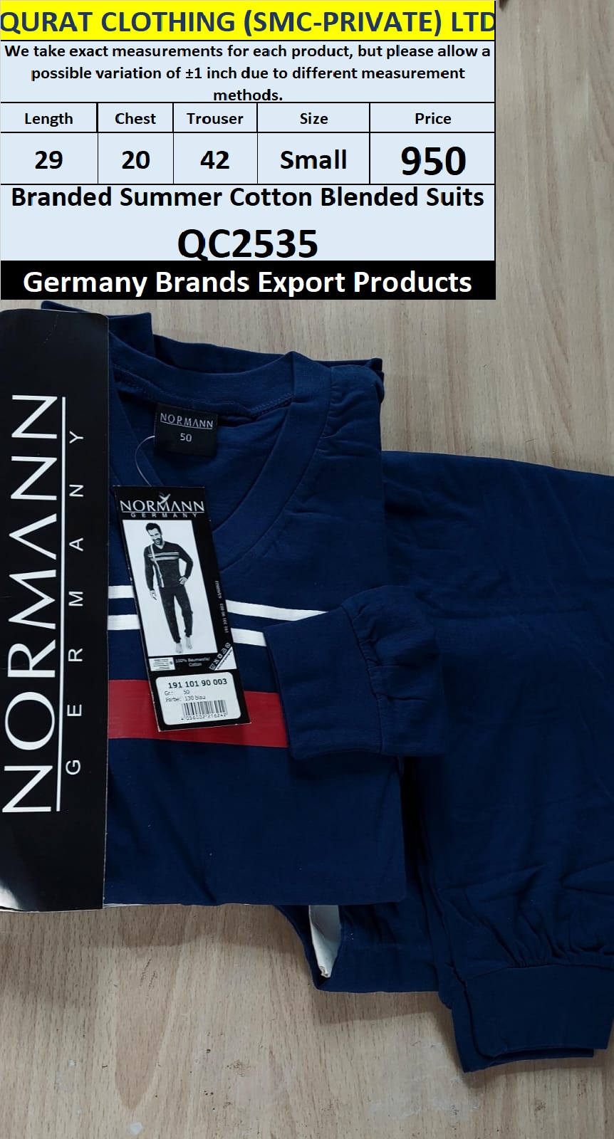 International Brands Summer Cotton Blended Suits Export Germany QC2535