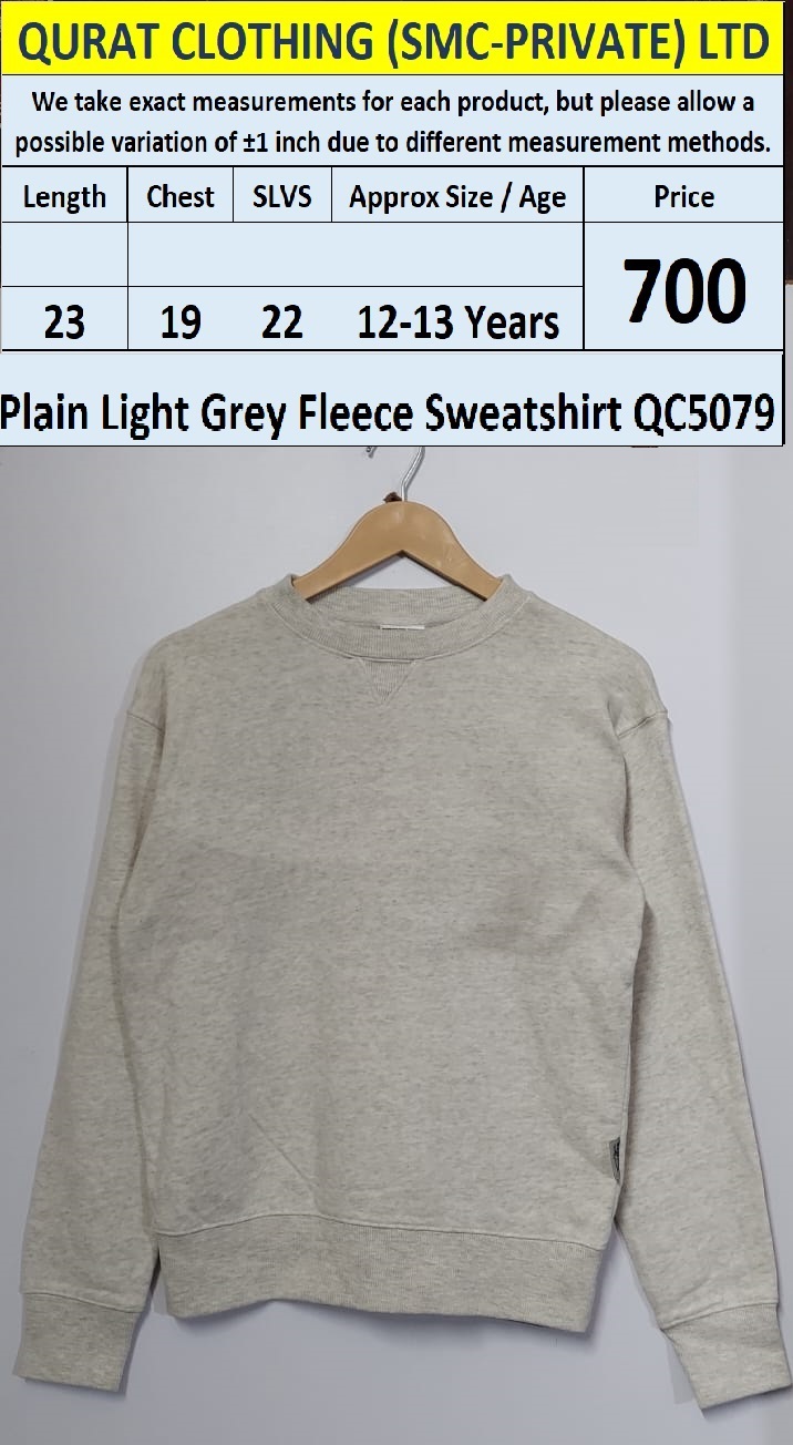 Plain Light Grey Fleece Sweatshirt QC5079 – Export Europe