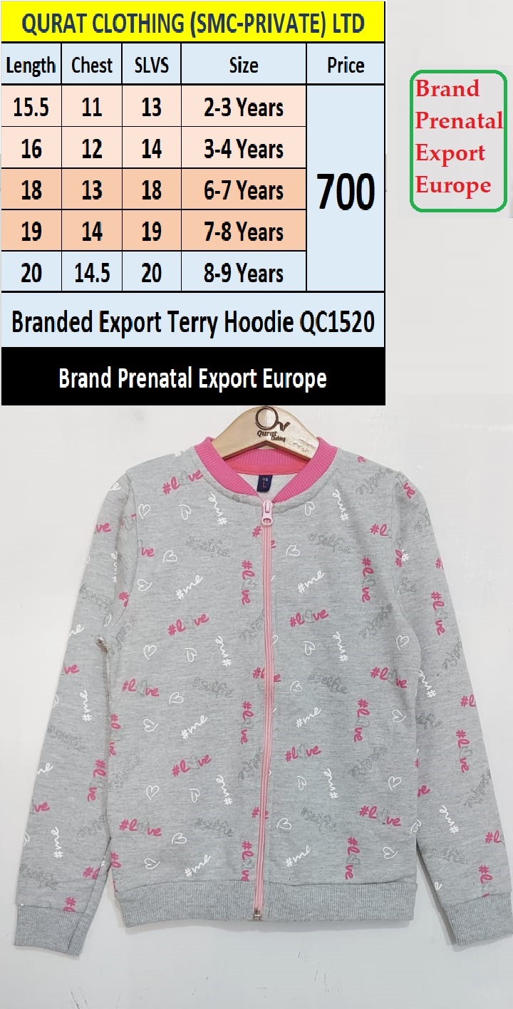 Prenatal Brand Grey Zipper QC1520 Export Europe
