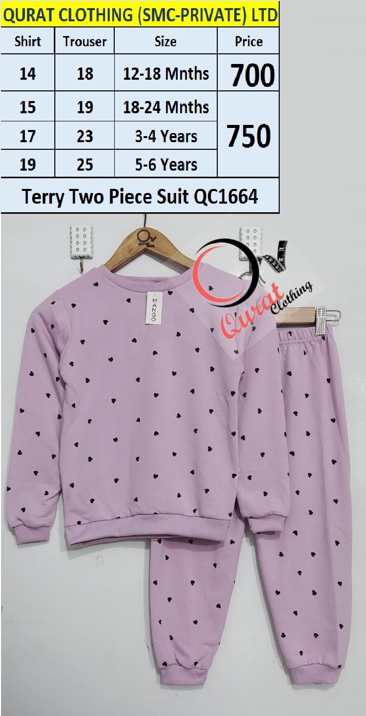 Purple Heart Print Terry Two Piece Suit QC1664
