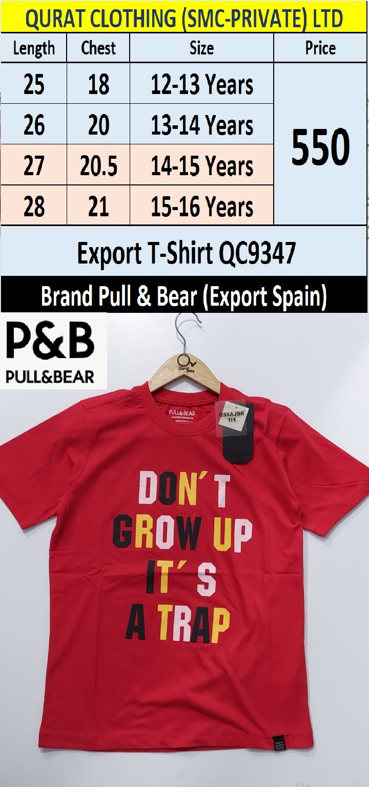 Branded T-shirt QC9347 Brand Pull & Bear Export Spain