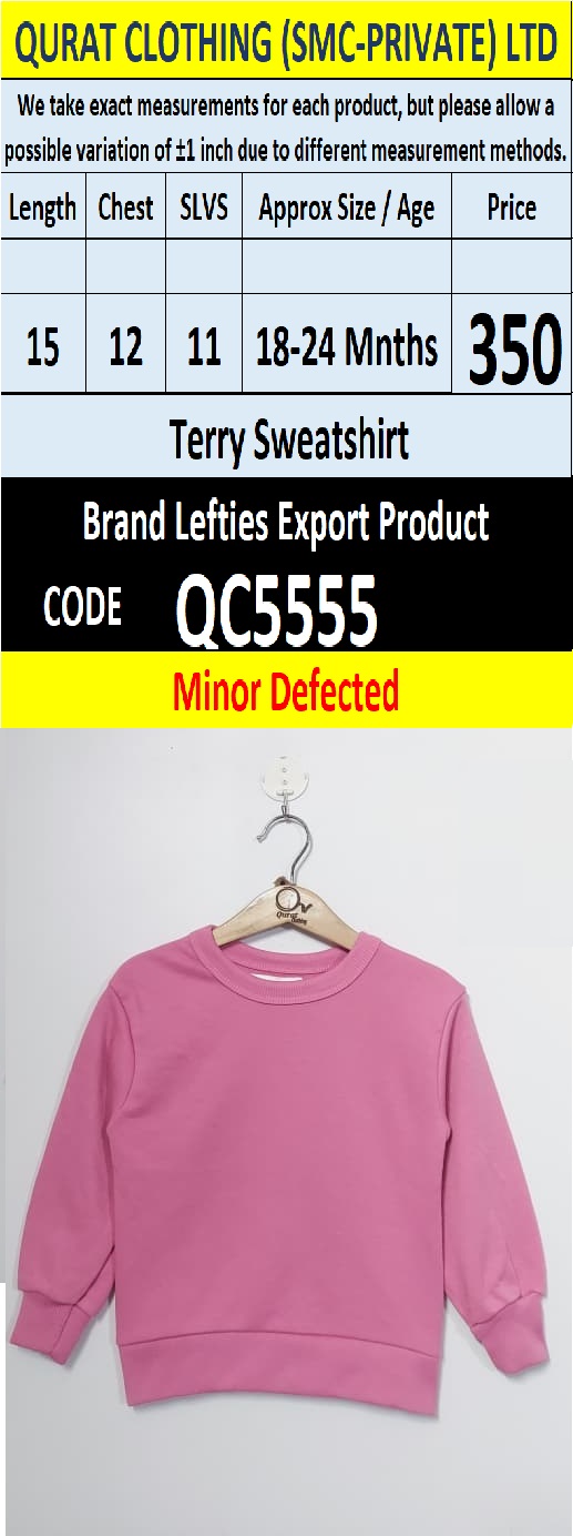 Lefties Brand Terry Sweatshirt Export Europe or USA (Minor Defected Product) - QC5555