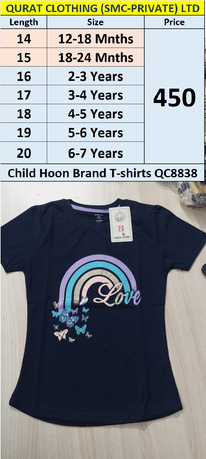 Child Hood Brand Girls T-Shirt QC8838