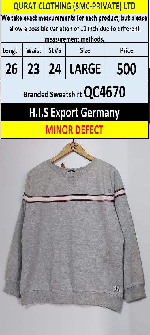 H.I.S Brand Sweatshirt QC4670 Export Germany (Minor Defect)