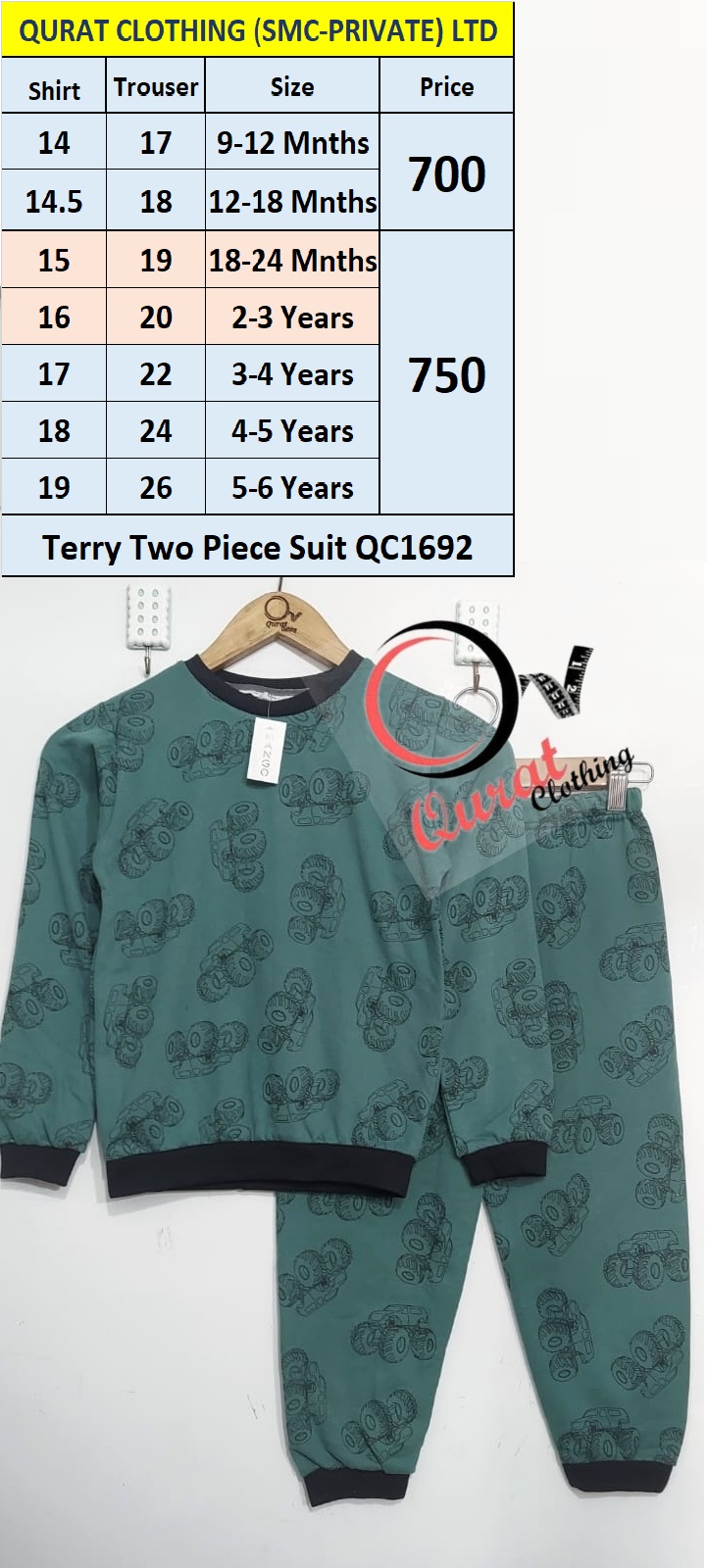 Tractor Print Two-Piece Suit QC1692 | Qurat Clothing