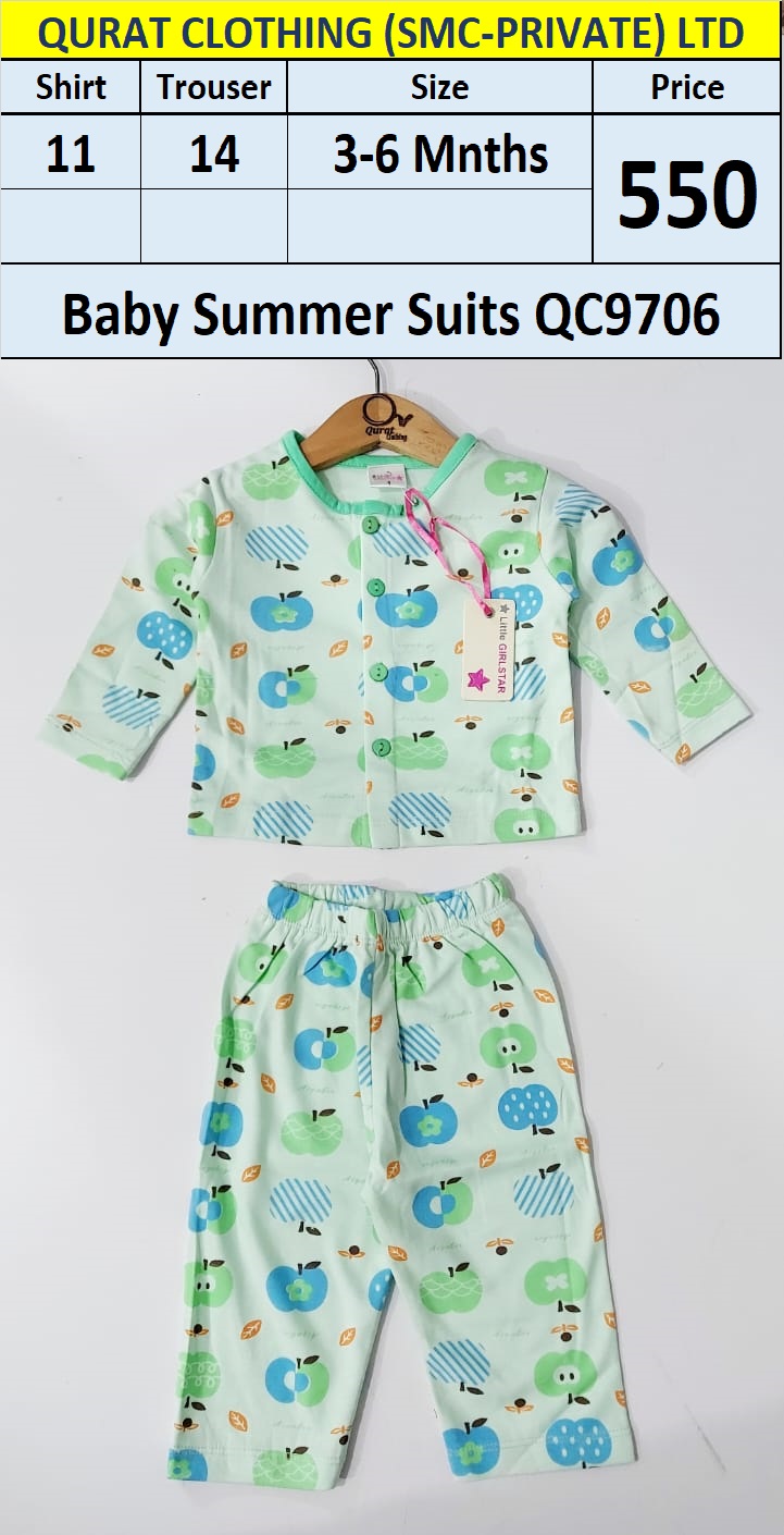 Baby Summer Suits Little Green Apples Print QC9706