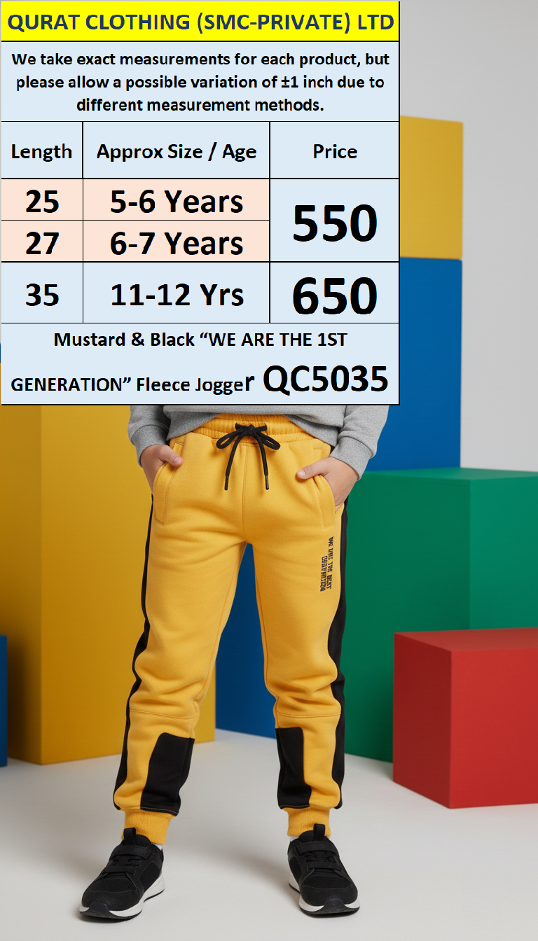 Mustard & Black “WE ARE THE 1ST GENERATION” Fleece Jogger QC5035