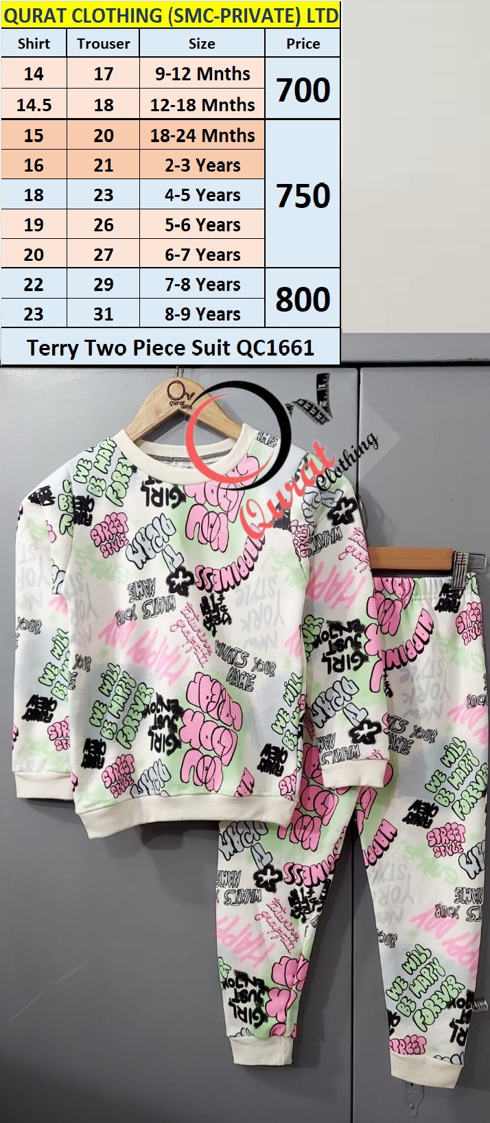 Happy Forever Terry Two Piece Suit QC1661