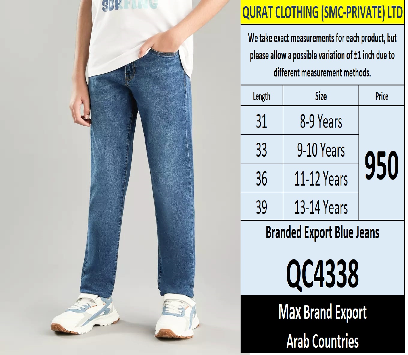 Max Fashion Brand Blue Jeans QC4338 Export Arab Countries
