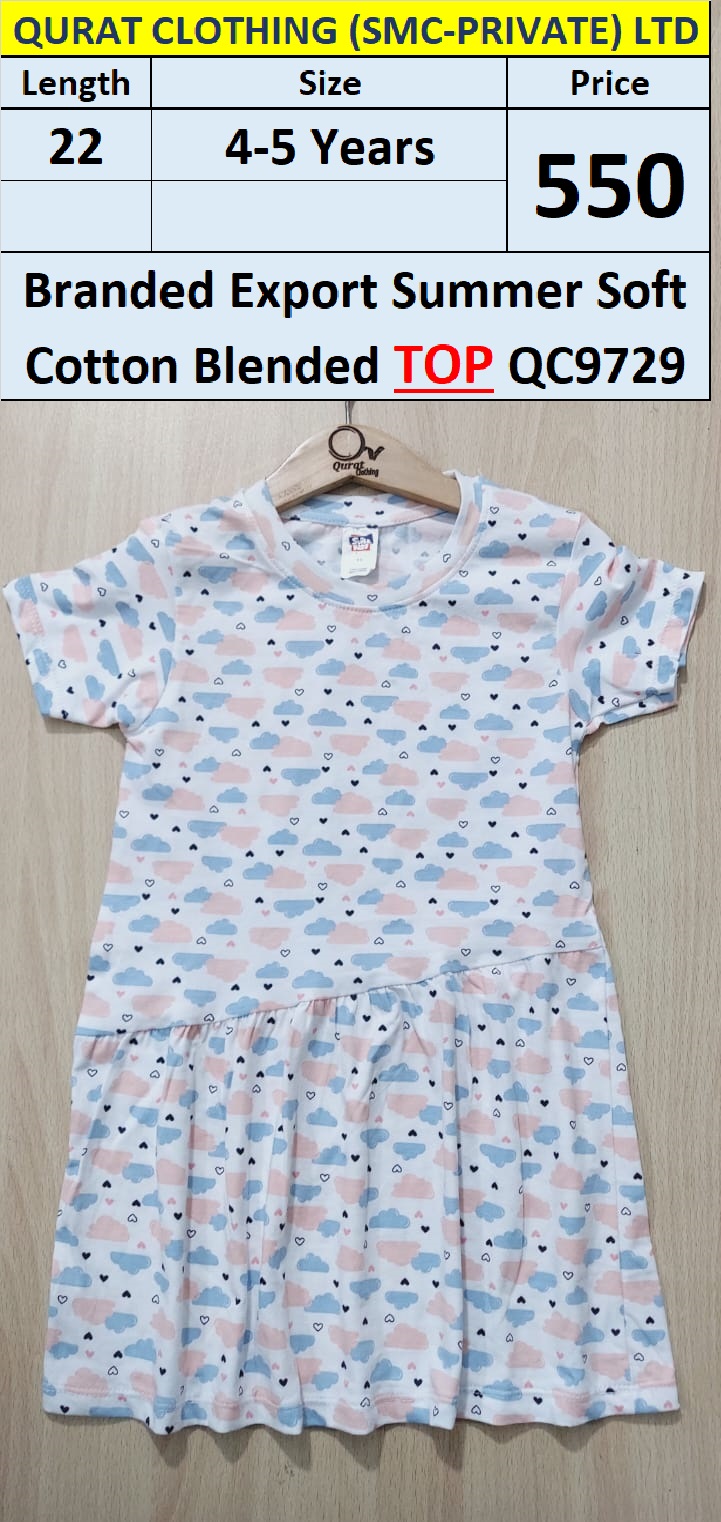 Branded Export Summer Clouds Print Soft Cotton Blended TOP QC9729