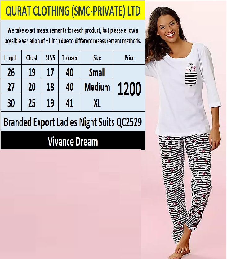 Vivance Dream Brand Ladies Night Suits QC2529 Export Product