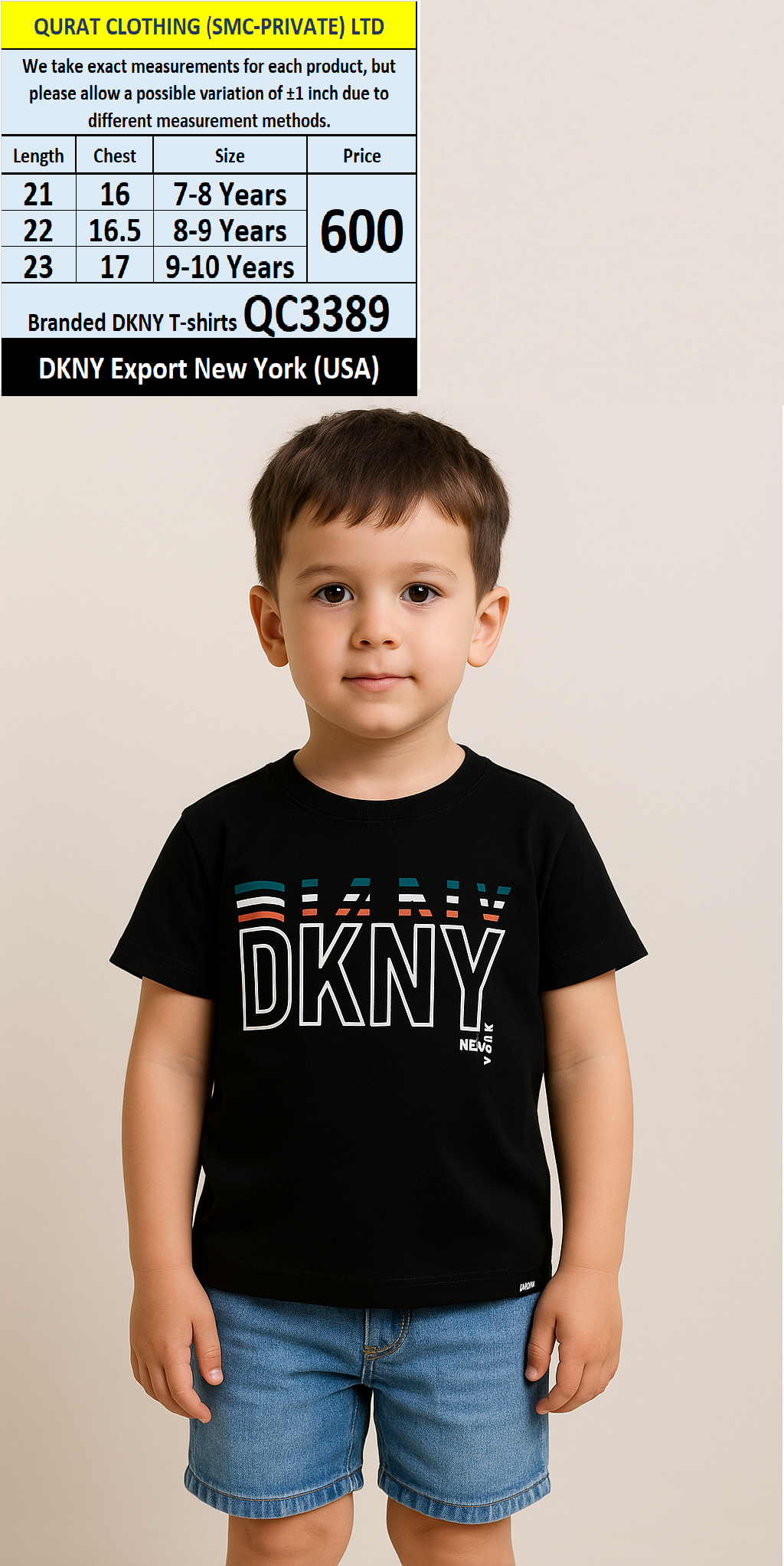 Branded DKNY T-Shirt QC3389 Export New York (USA)