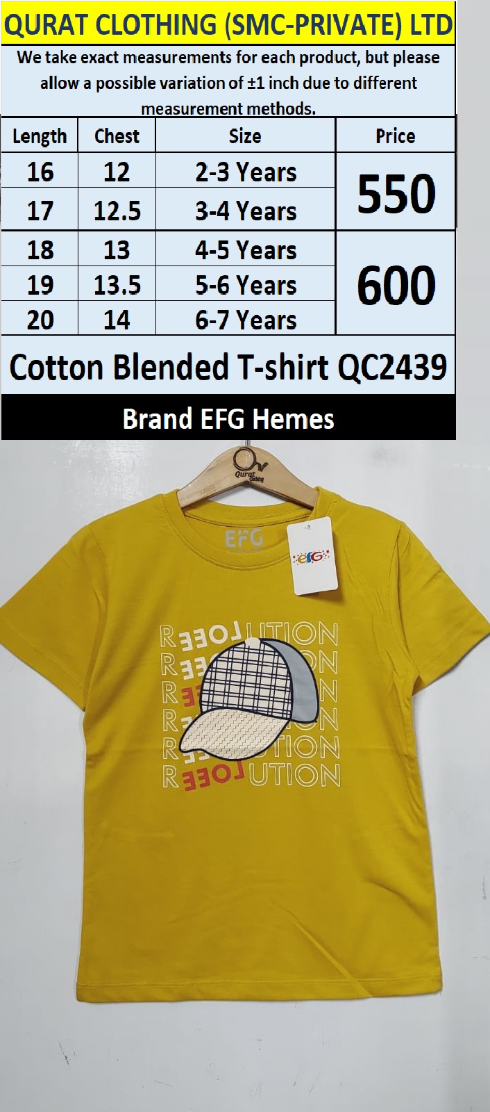 EFG Hemes Brand Cotton Blended T-shirt QC2439
