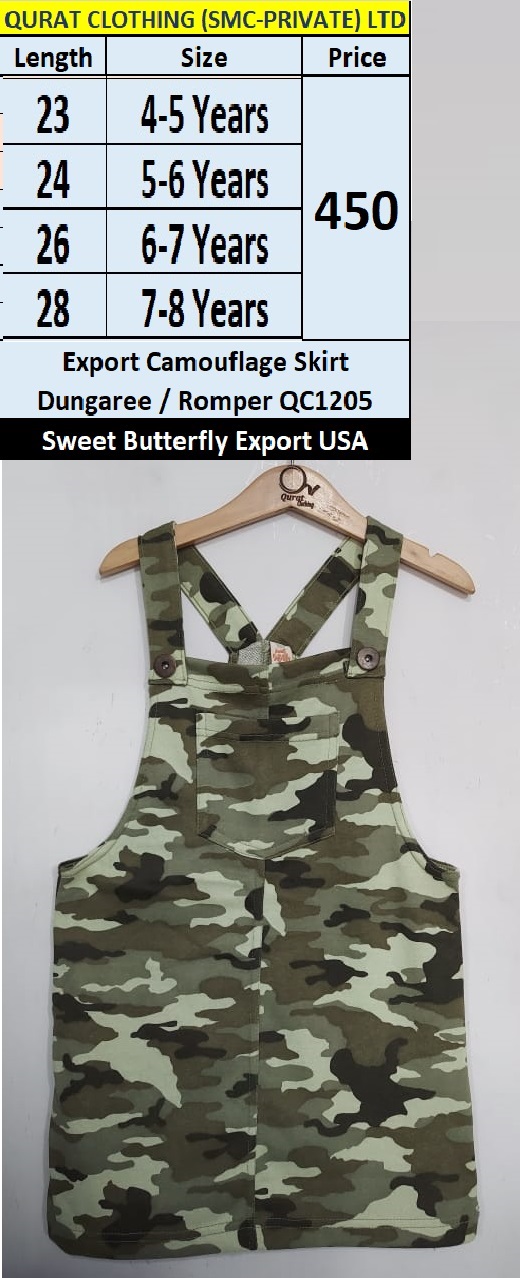 Sweet Butterfly Brand Camouflage Skirt Dungaree / Romper QC1205 Export USA