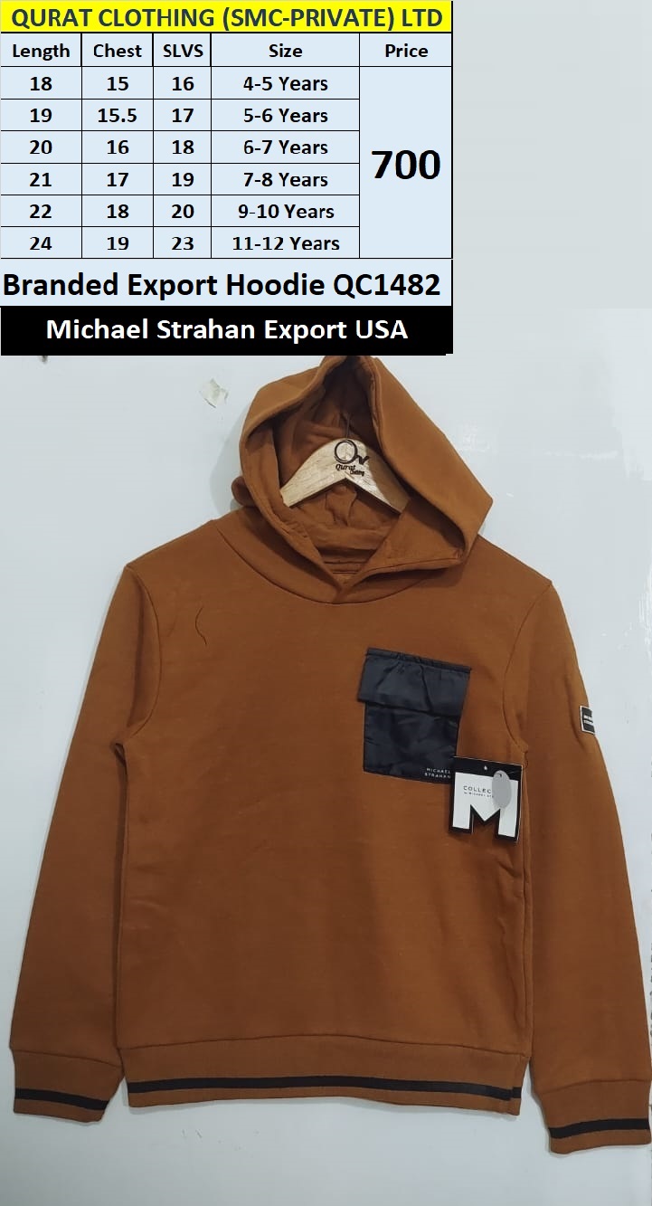 Michael Strahan Brand Brown Pocket Hoodie QC1482 Export USA