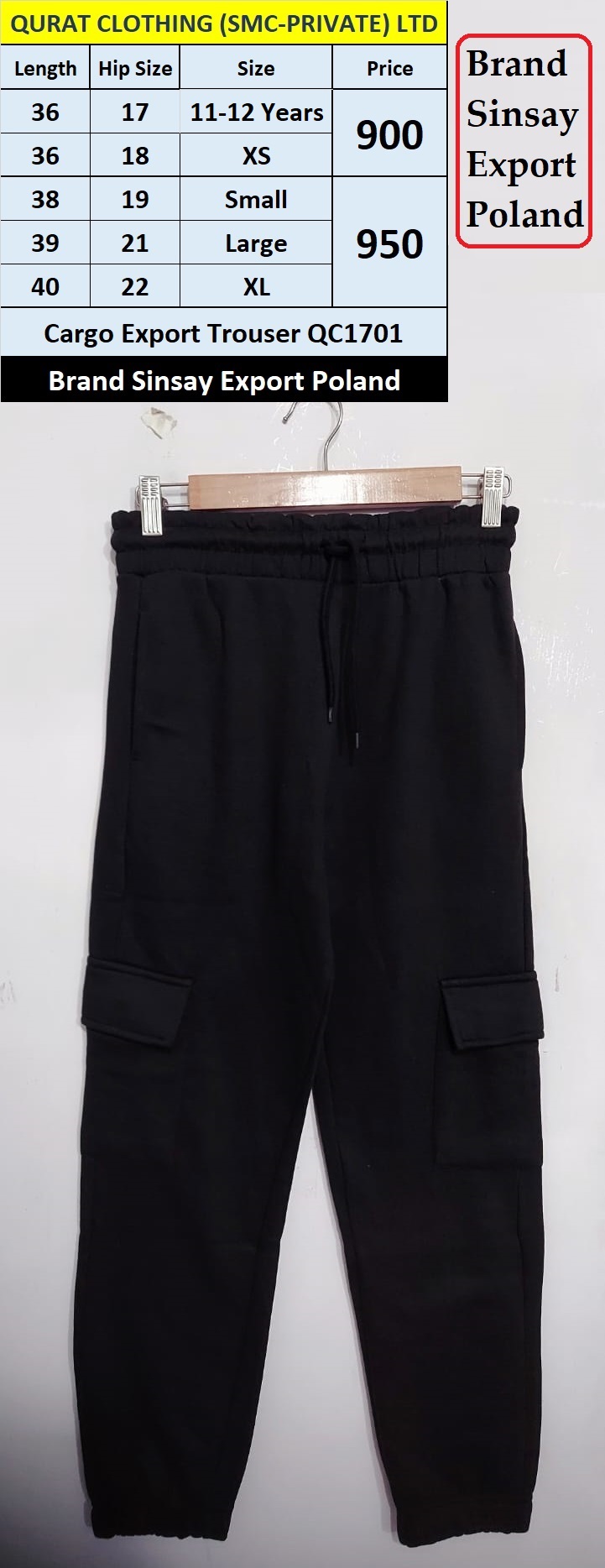 Sinsay Brand Cargo Export Trouser QC1701 Export Poland