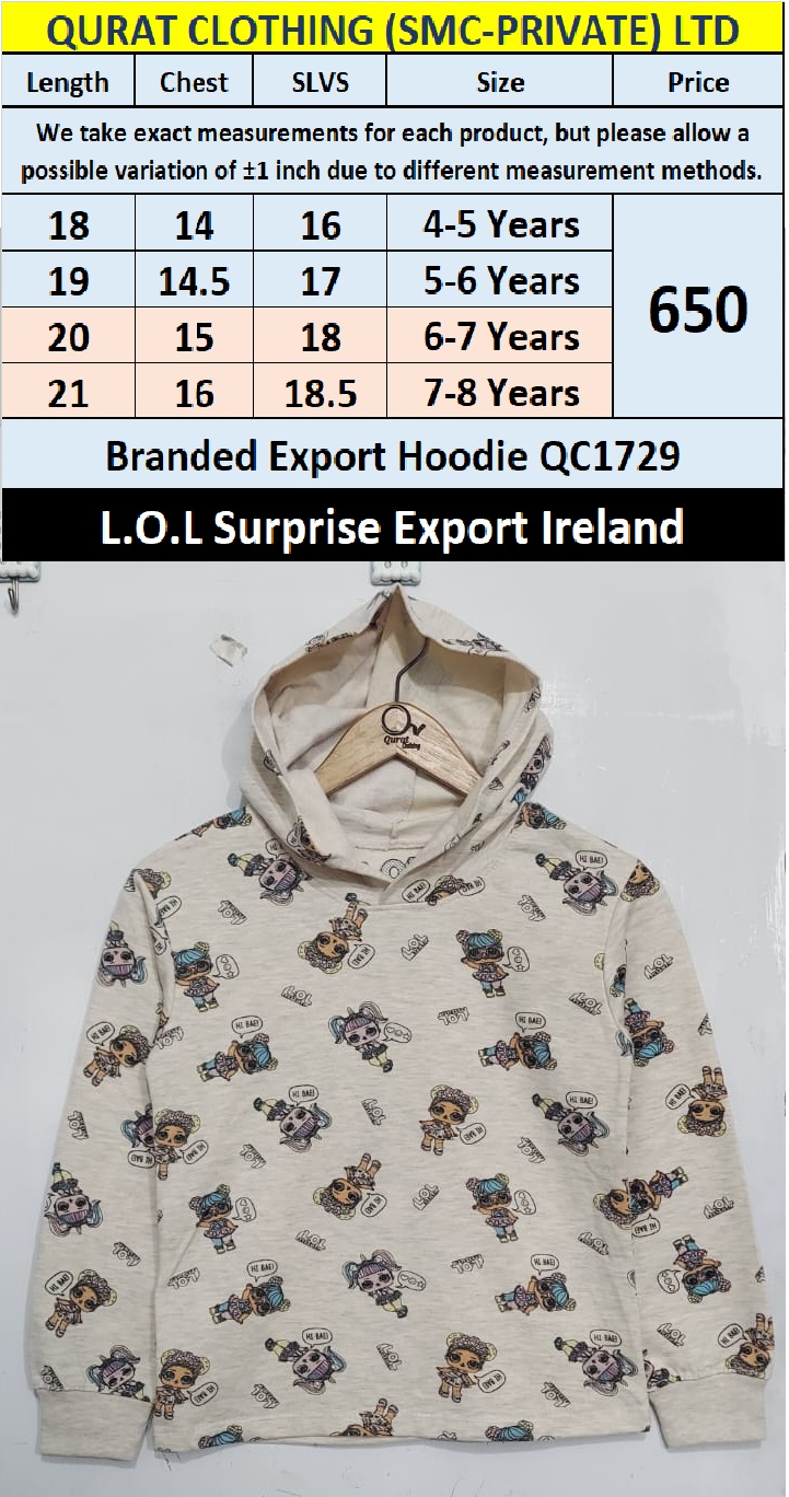 LOL Surprise Brand Export Cute Doll Hoodie QC1729 | Export Ireland Qurat Clothing