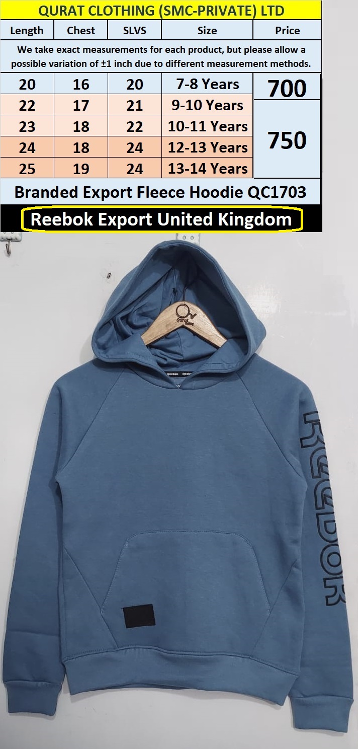 Branded Export Fleece Hoodie QC1703 | Export United Kingdom - Qurat Clothing
