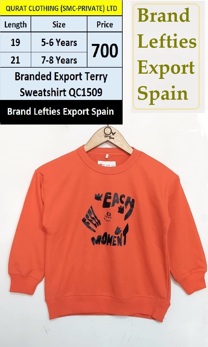 Lefties Brand Orange Feel Each Movement Terry Sweatshirt QC1509 Export Spain