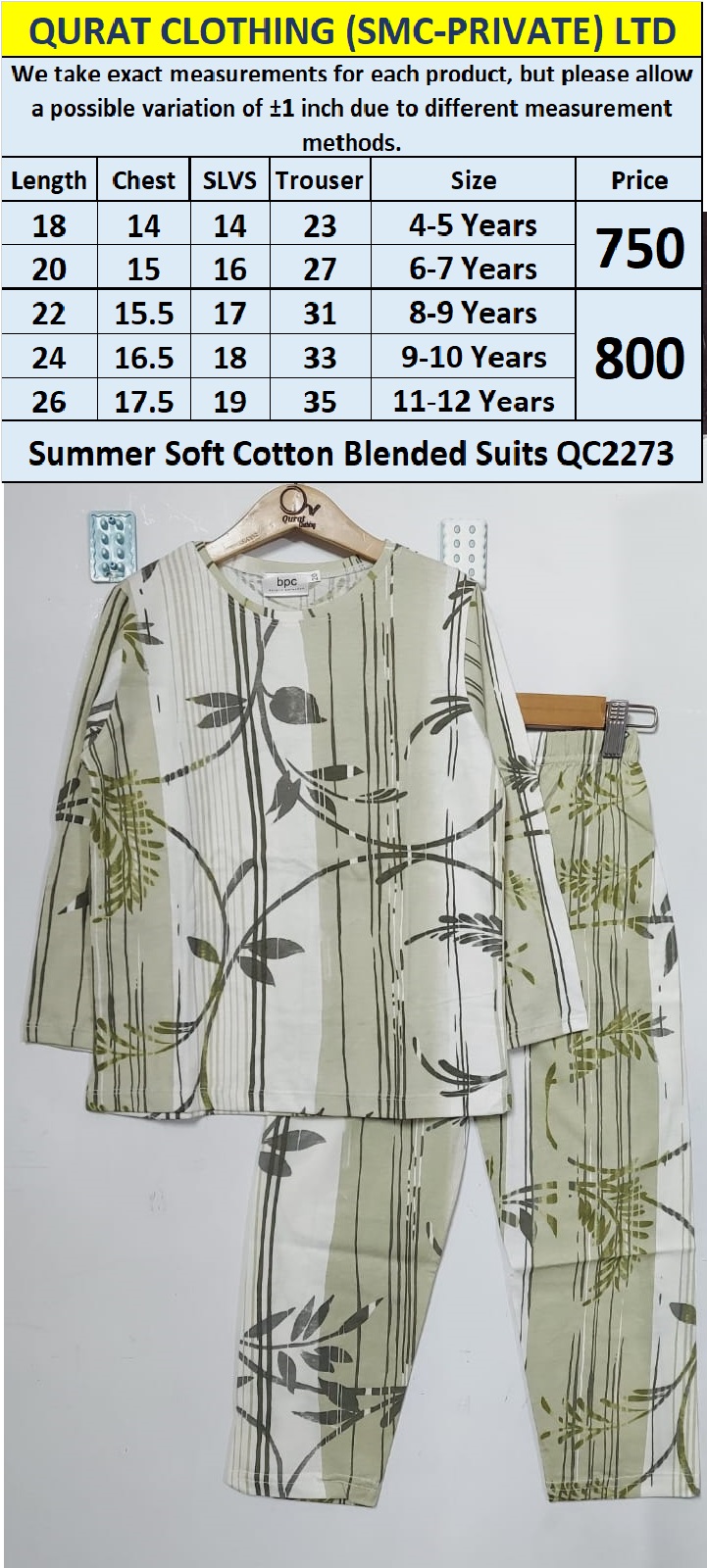 Summer Soft Cotton Blended Suit QC2273