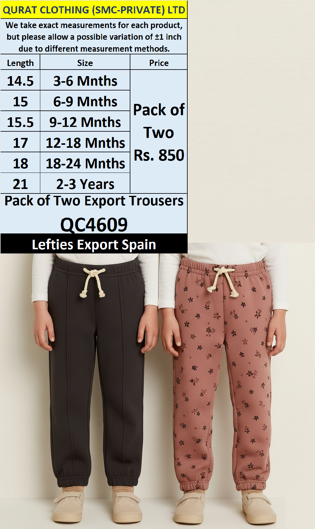 Lefties Brand Pack of Two Trousers QC4609 Export Spain 