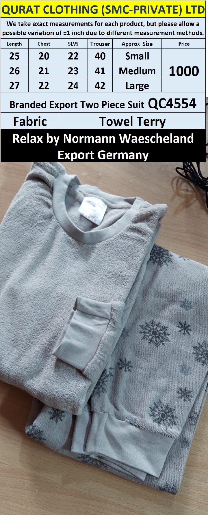 Relax by Normann Waescheland Branded Two Piece Suits QC4554 Export Germany