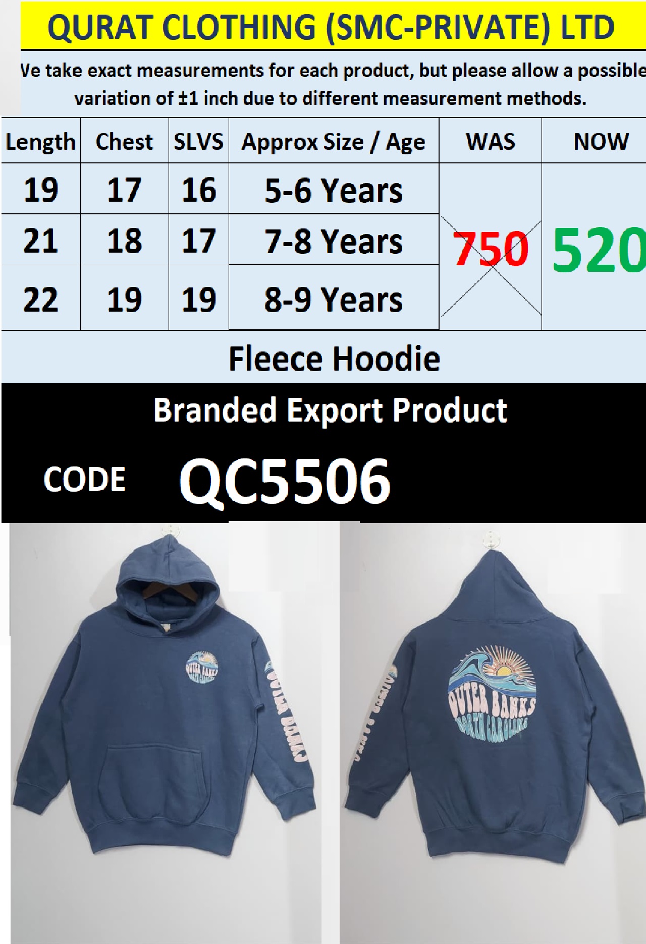 Branded Fleece Sweatshirt Export Product - QC5506