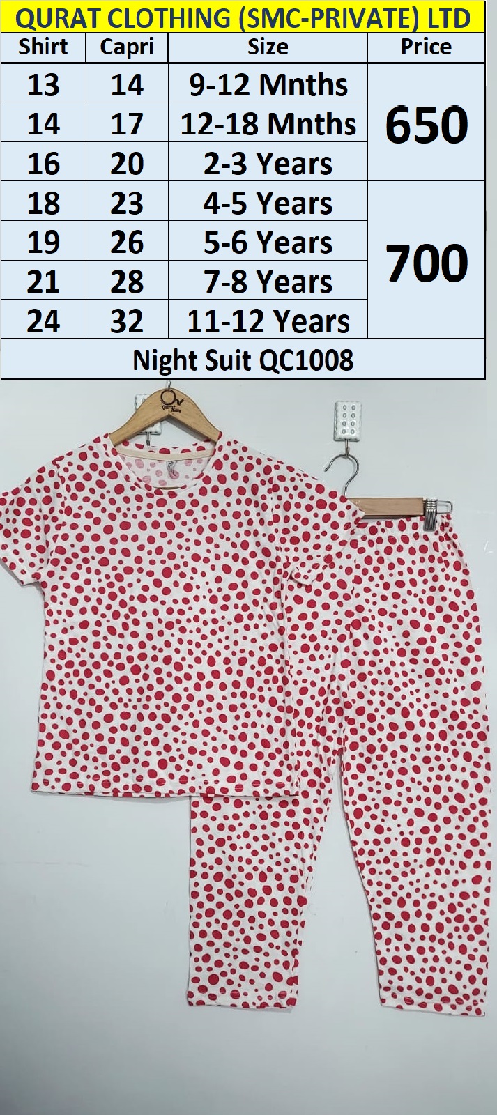 Polka Dots Night Suit QC1008