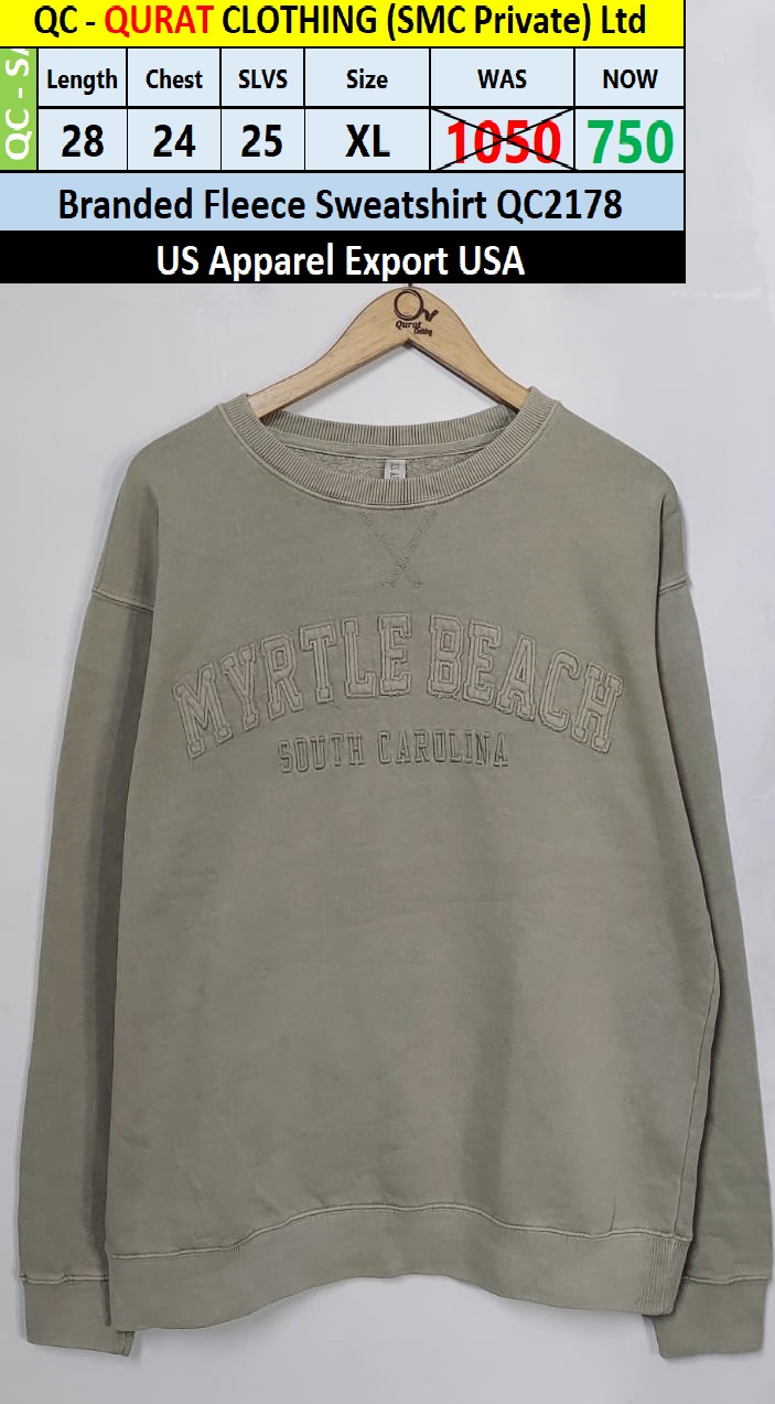 US Apparel Brand Myrtle Beach Fleece Sweatshirt QC2178 Export USA