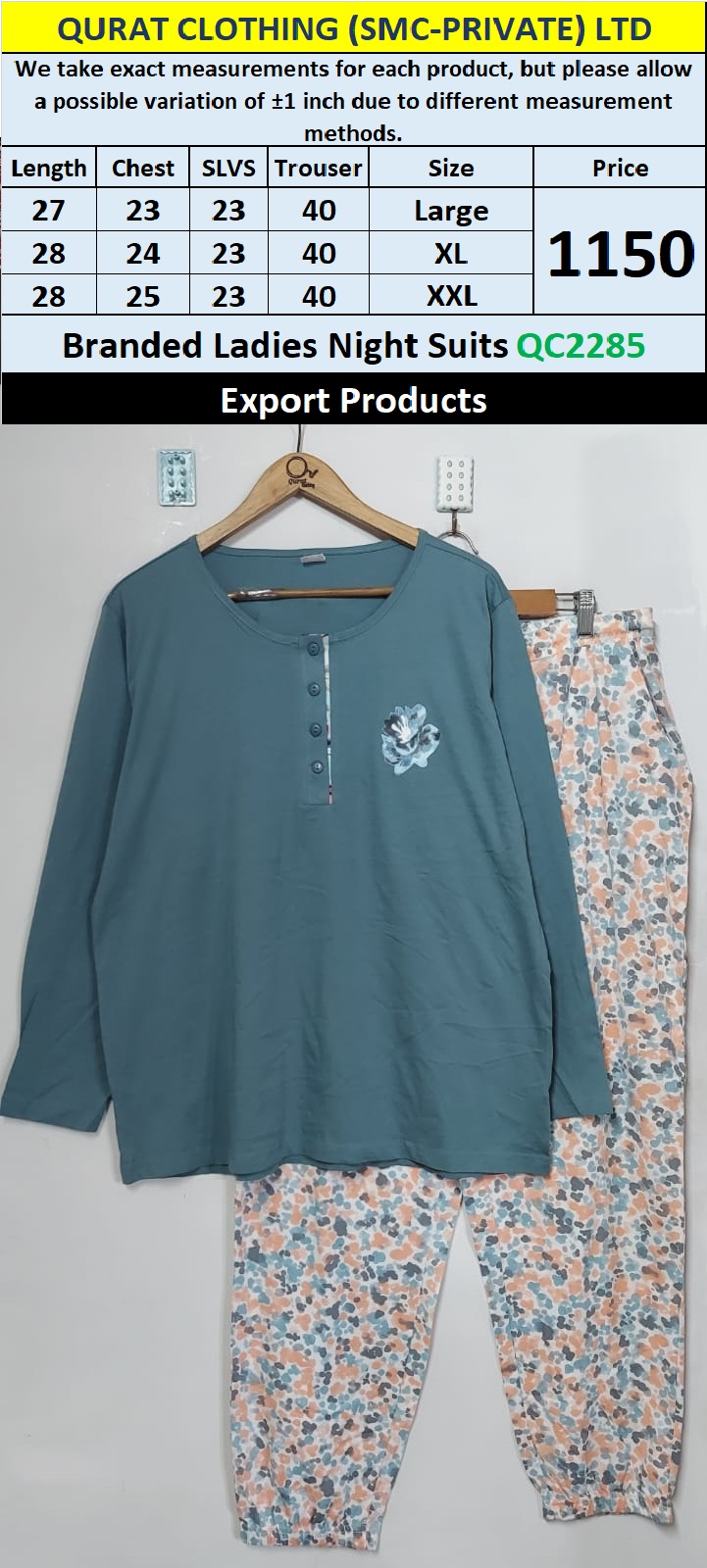 Branded Ladies Night Suits QC2285 - Export Product 