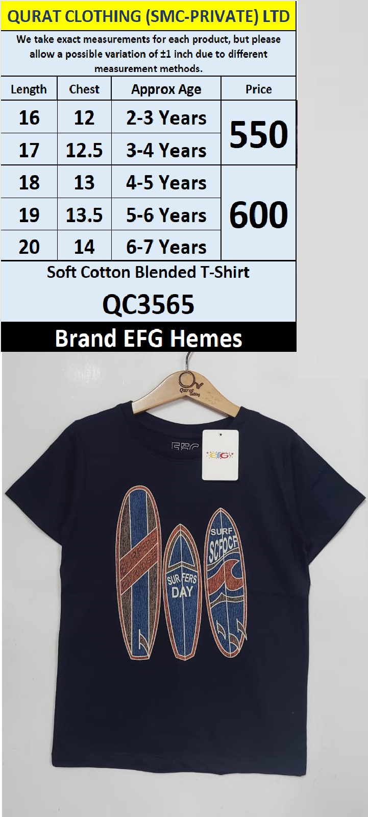 EFG Hemes Brand Soft Cotton Blended T-shirts QC3565
