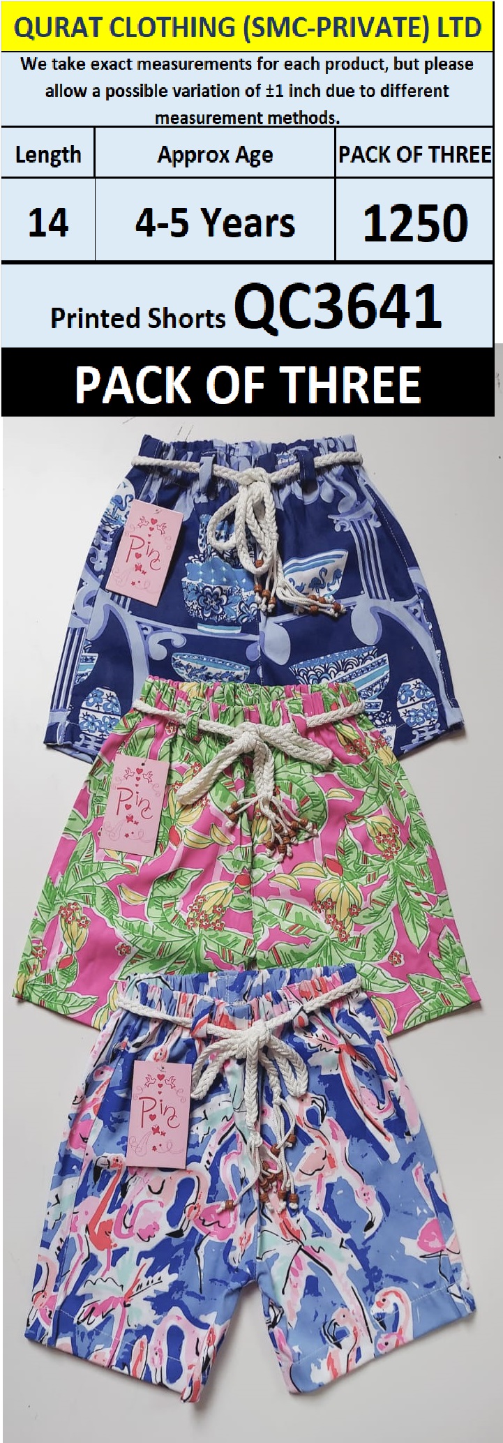 Pack of Three Girls Printed Shorts QC3641