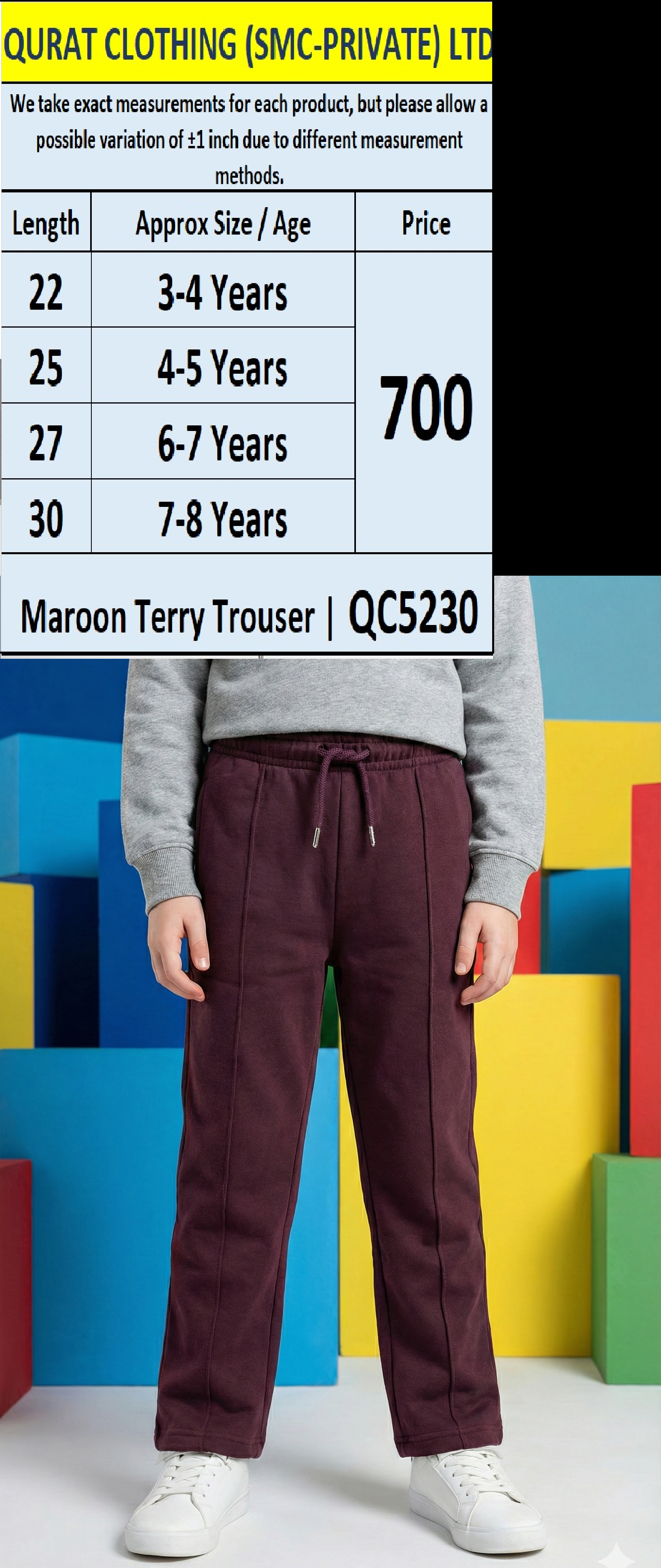 Maroon Terry Trouser – QC5230 | Premium Export 