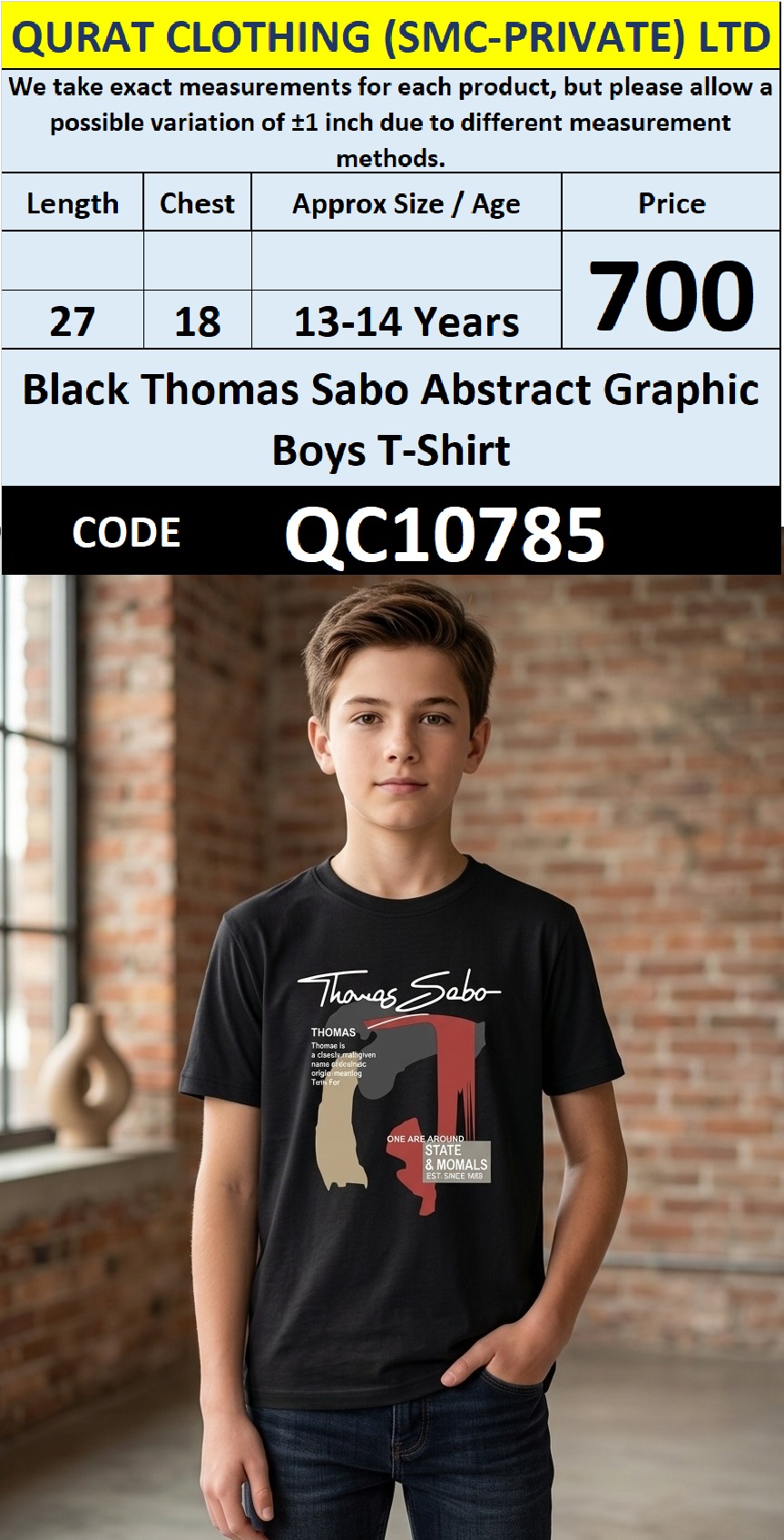 Black Thomas Sabo Abstract Graphic Boys T-Shirt QC10785