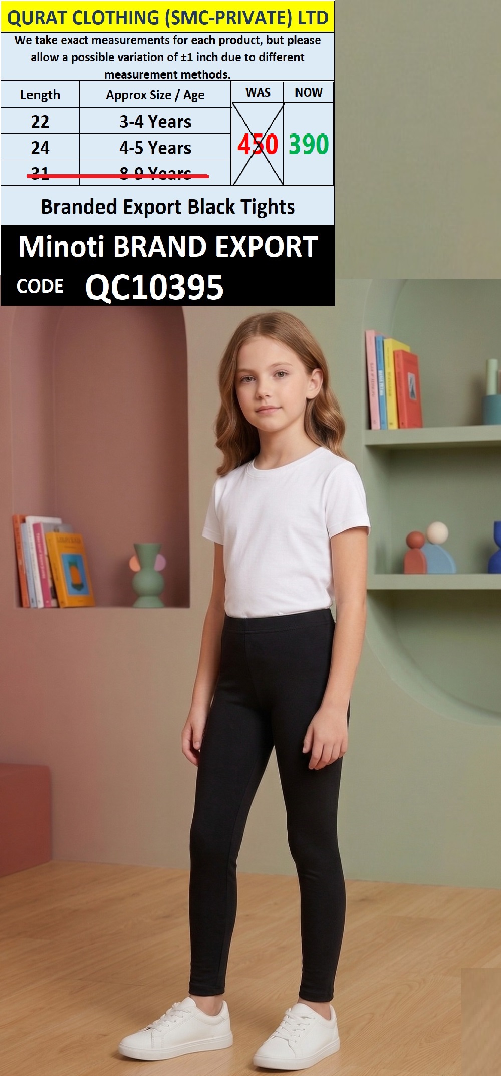 Minoti BRAND EXPORT Black Tights QC10395