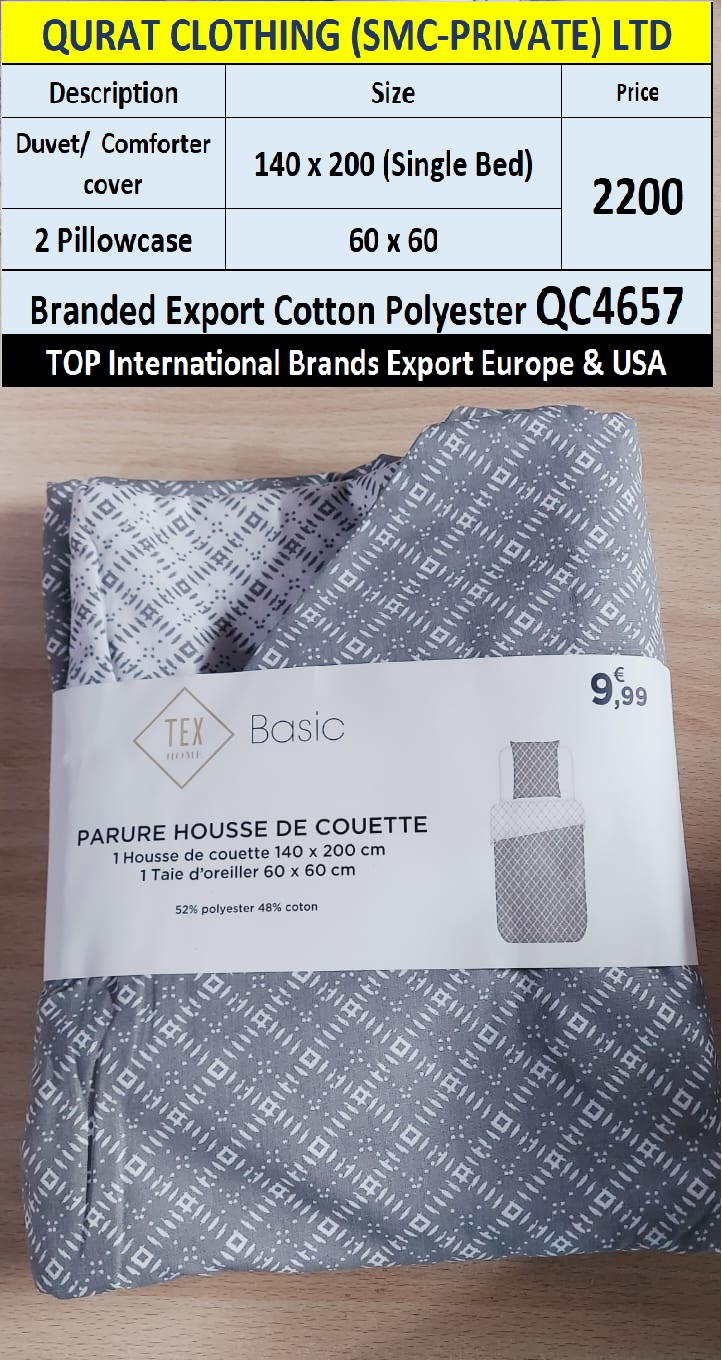 Top Intl Brand Cotton Polyester Comforter Cover + 2 Pillow Case QC4657 Export Europe & USA