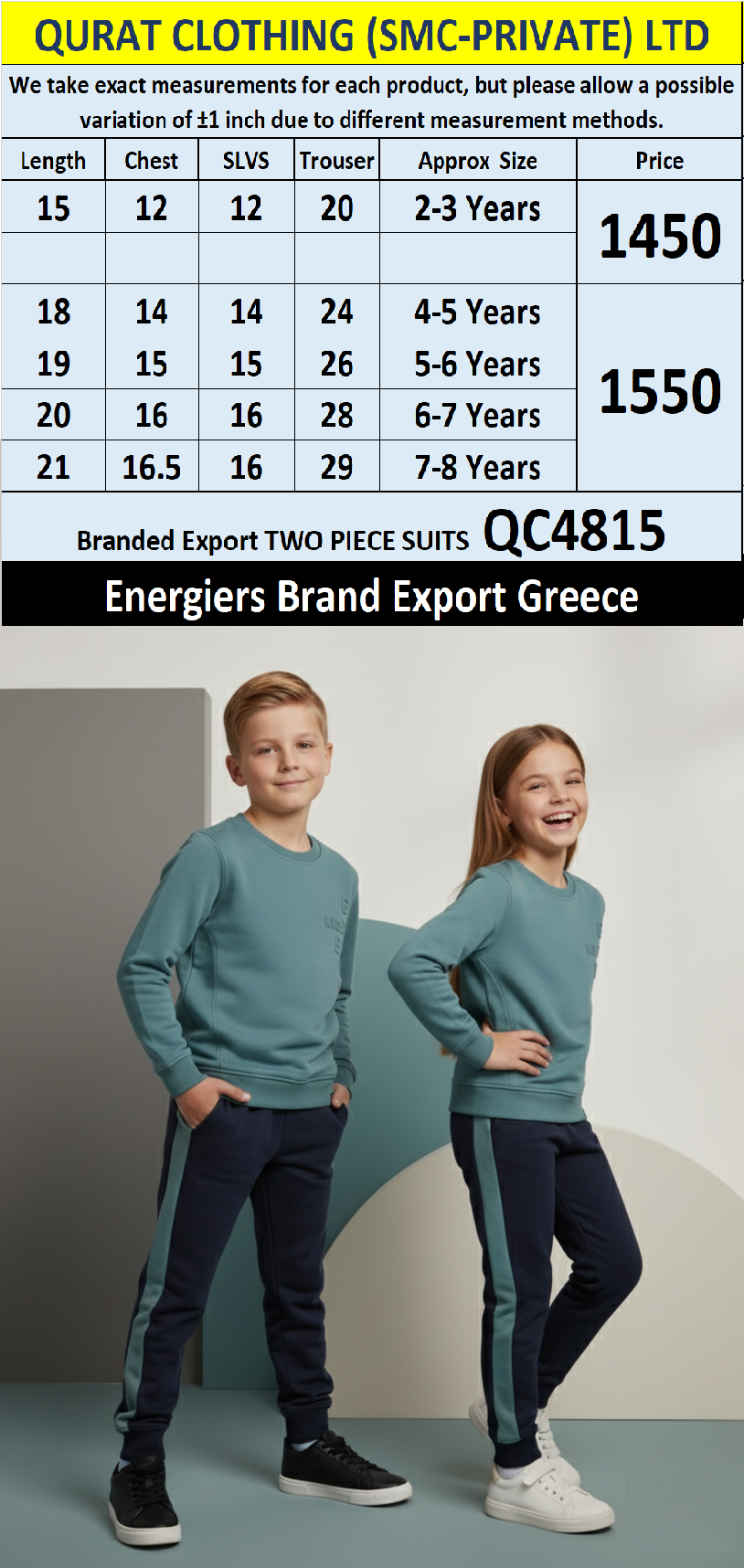 Energiers Brand Two-Piece Suits QC4815 Export Greece  - QC4815